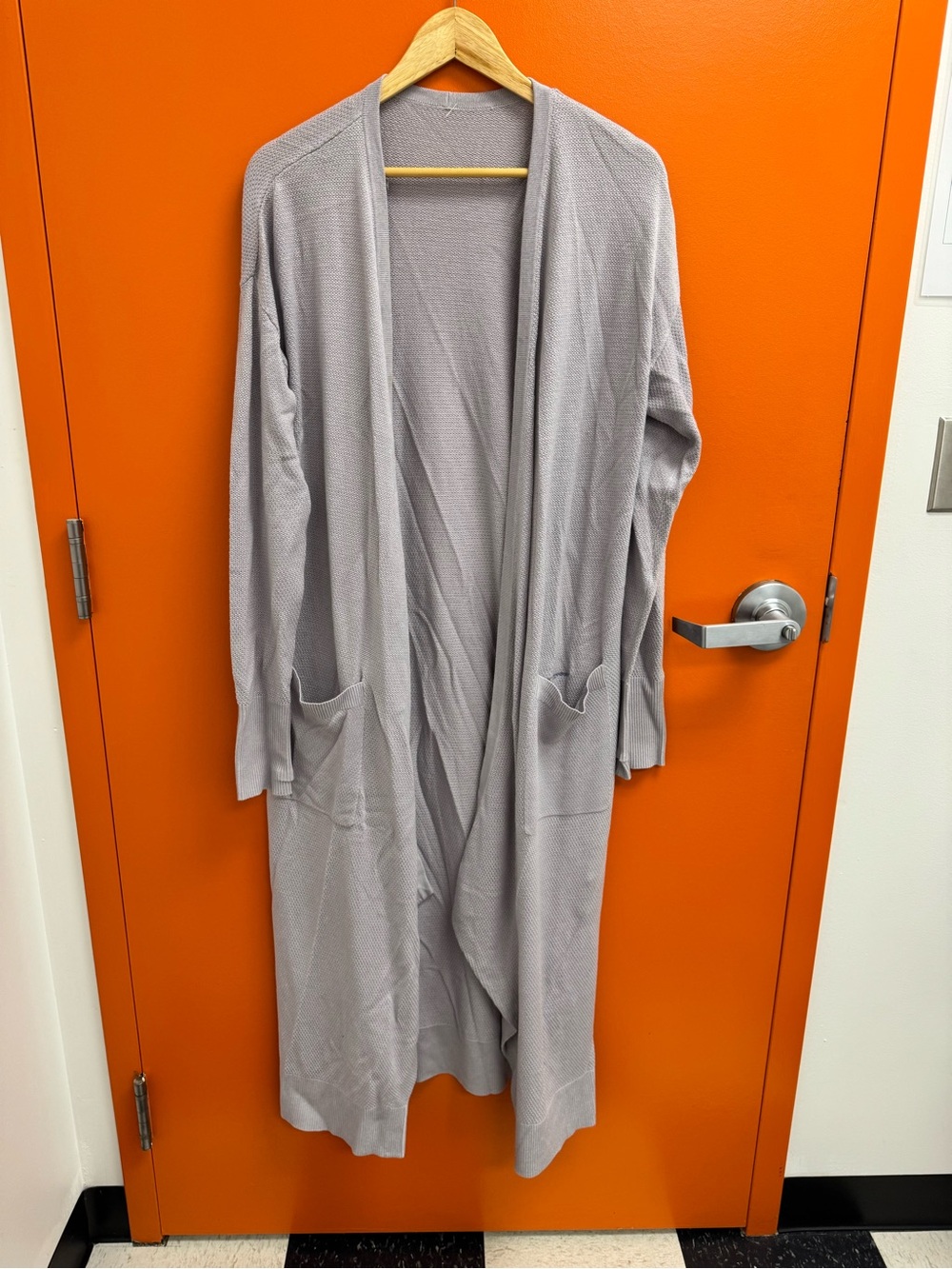 Lululemon Light Gray/purple Open-Front Longline Women's Cardigan
